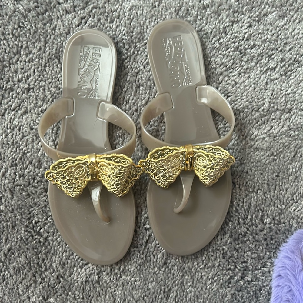 Gold Ferragamo Sandals size 6